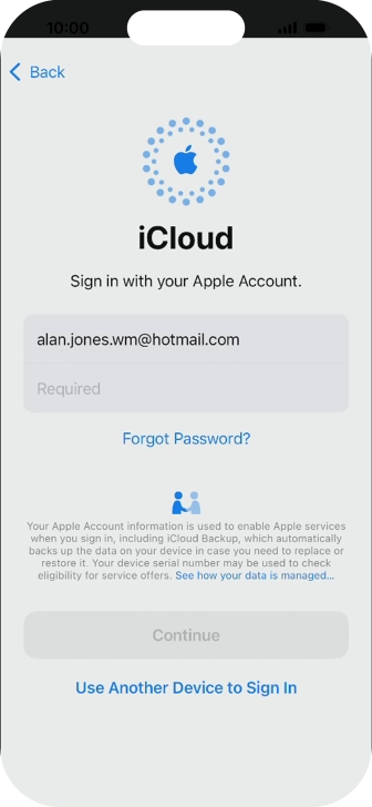 Press Required and key in the password for your Apple ID.