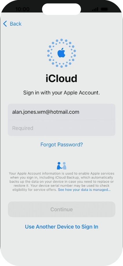 Press Required and key in the password for your Apple ID.