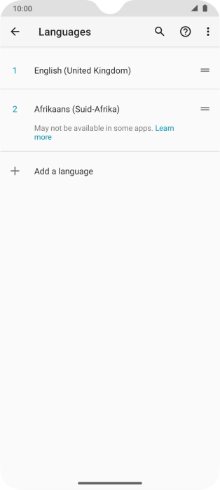 To select the new language as the default language, press the move icon next to the required language and drag it to the top of the list.