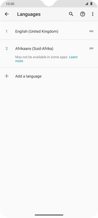 To select the new language as the default language, press the move icon next to the required language and drag it to the top of the list.