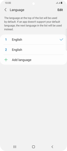 To subsequently select another language as the default language, press the required language.
