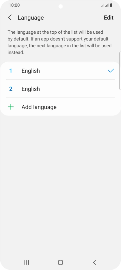 To subsequently select another language as the default language, press the required language.