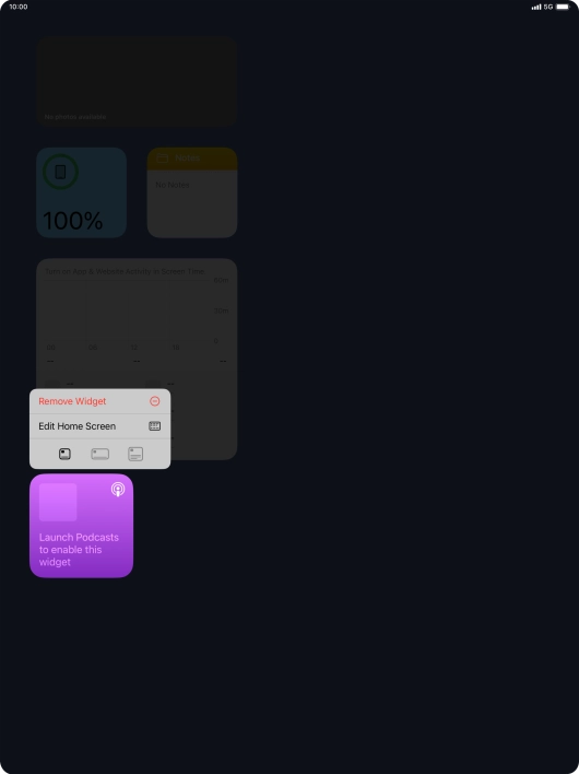 Press Remove Widget.
