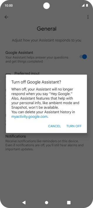 If you turn off the function, press TURN OFF.