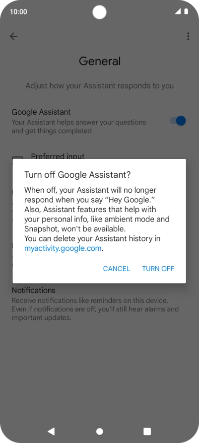 If you turn off the function, press TURN OFF.