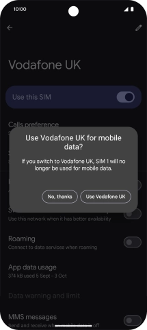 Press the required setting.