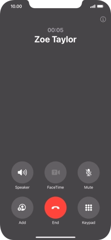 Press the end call icon to end the call and return to the home screen.
