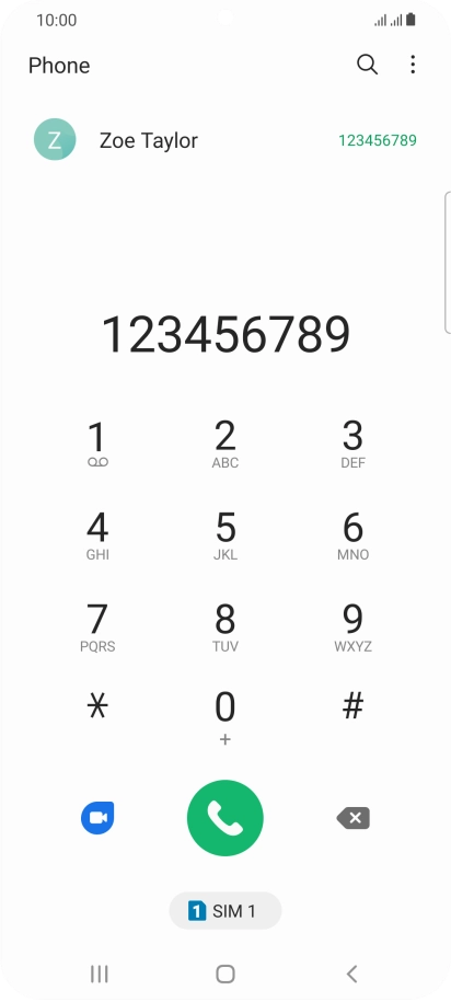 Key in the required number and press the call icon next to the required SIM.