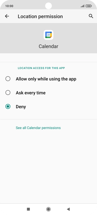 Press the required setting.