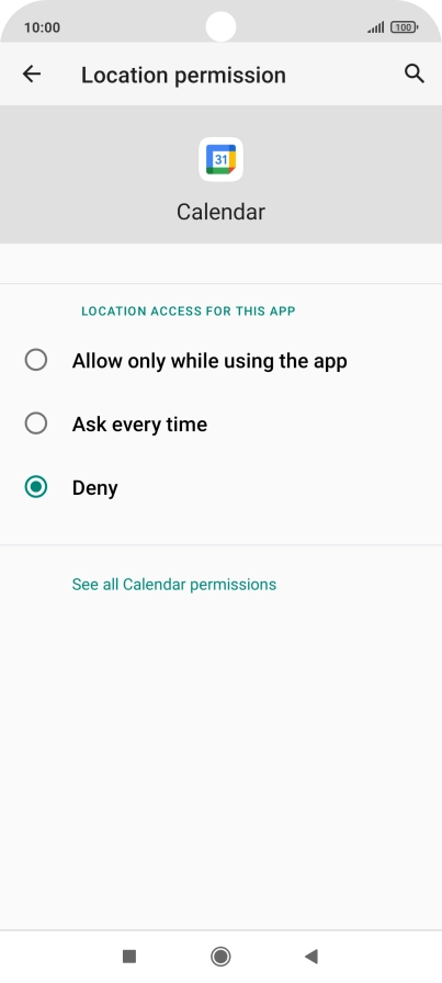 Press the required setting.