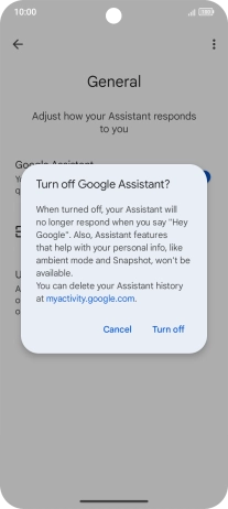 If you turn off the function, press Turn off.