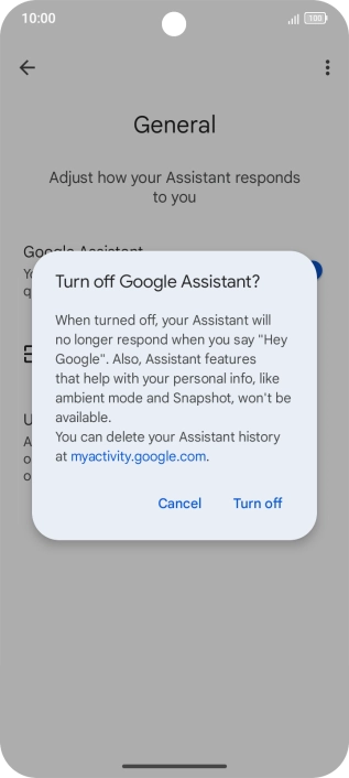 If you turn off the function, press Turn off.