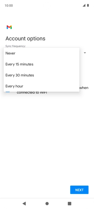 Press the required setting.