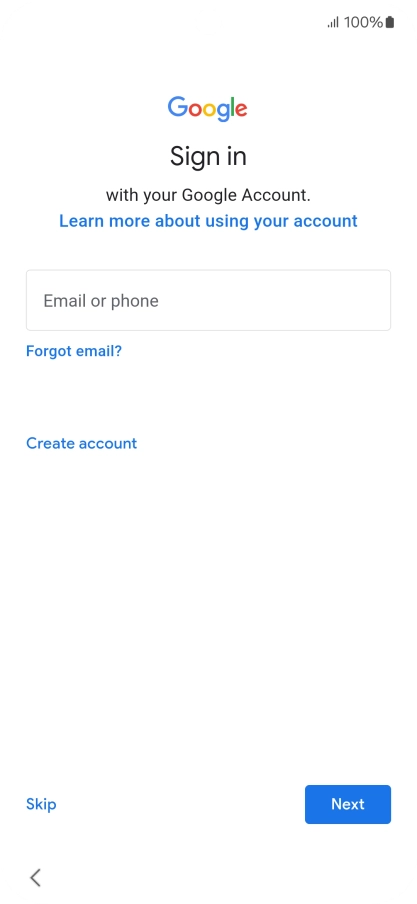 Press Email or phone and key in the username for your Google account.