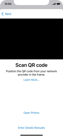 Place the QR code you've received inside the phone camera frame to scan the code. Your eSIM is transferred to your new phone over the internet.