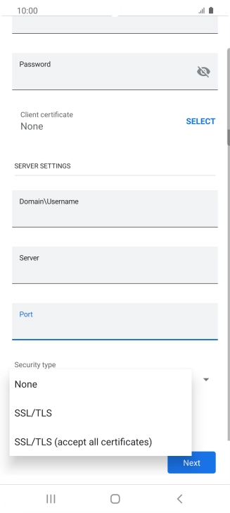 Press the required setting.