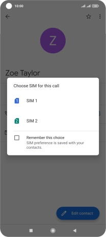 Press the required SIM.