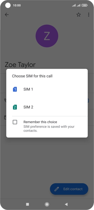 Press the required SIM.