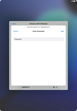 Key in the password for the Wi-Fi network and press Join.