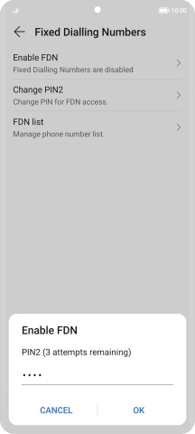 Key in your PIN2 and press OK. The default PIN2 is 1111.