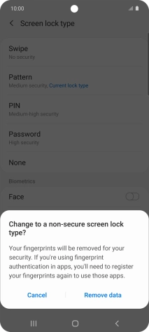 Press Remove data.