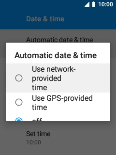 Select Use network-provided time to turn on the function.