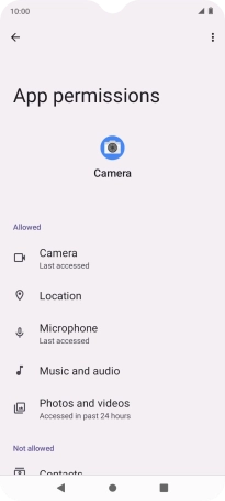 The app activity for the selected app is displayed.