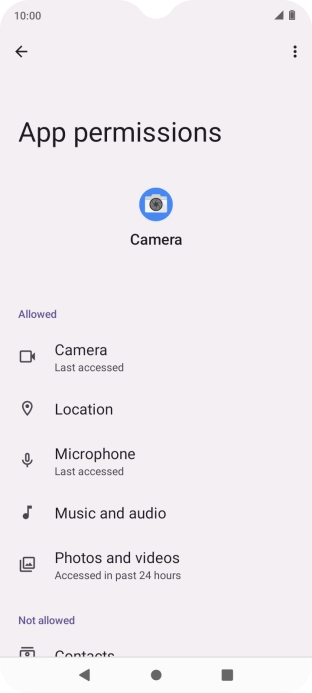 The app activity for the selected app is displayed.