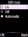 Select On and press the Left selection key.