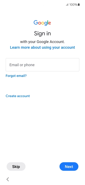 Press Email or phone and key in the username for your Google account.