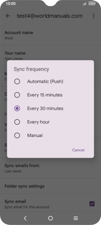 Press the required setting.