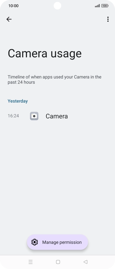 The app activity for the selected app is displayed.