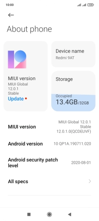 Your phone's software version is displayed next to Android version.