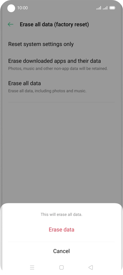 Press Erase data.