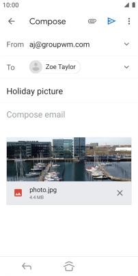 Press the text input field and write the text for your email message.