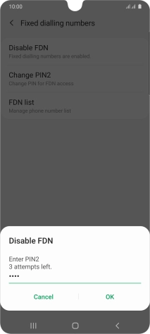 Key in your PIN2 and press OK. The default PIN2 is 1111.