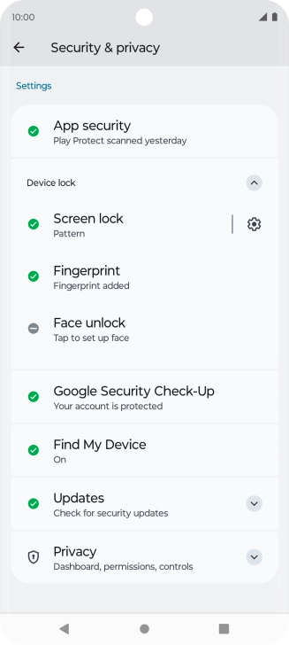 Press Screen lock and key in the additional phone lock code you created earlier.