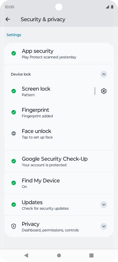 Press Screen lock and key in the additional phone lock code you created earlier.