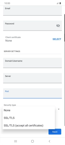 Press the required setting.