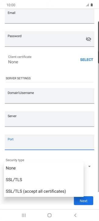 Press the required setting.