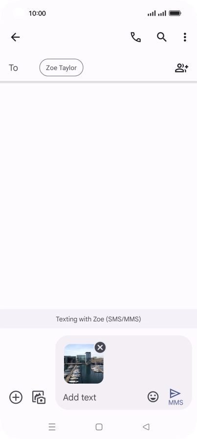 Press the text input field and write the text for your picture message.