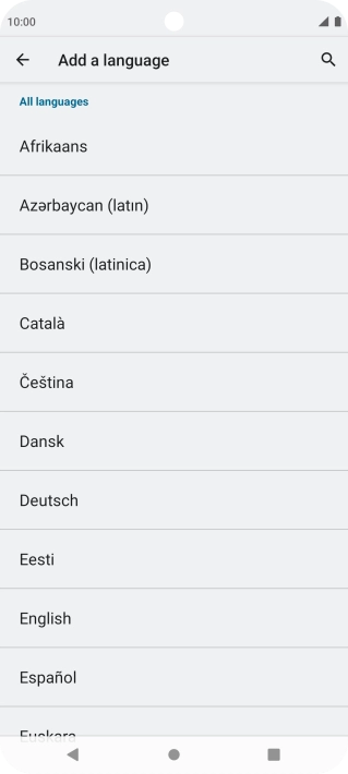 Press the required language to add it to the list of phone languages.