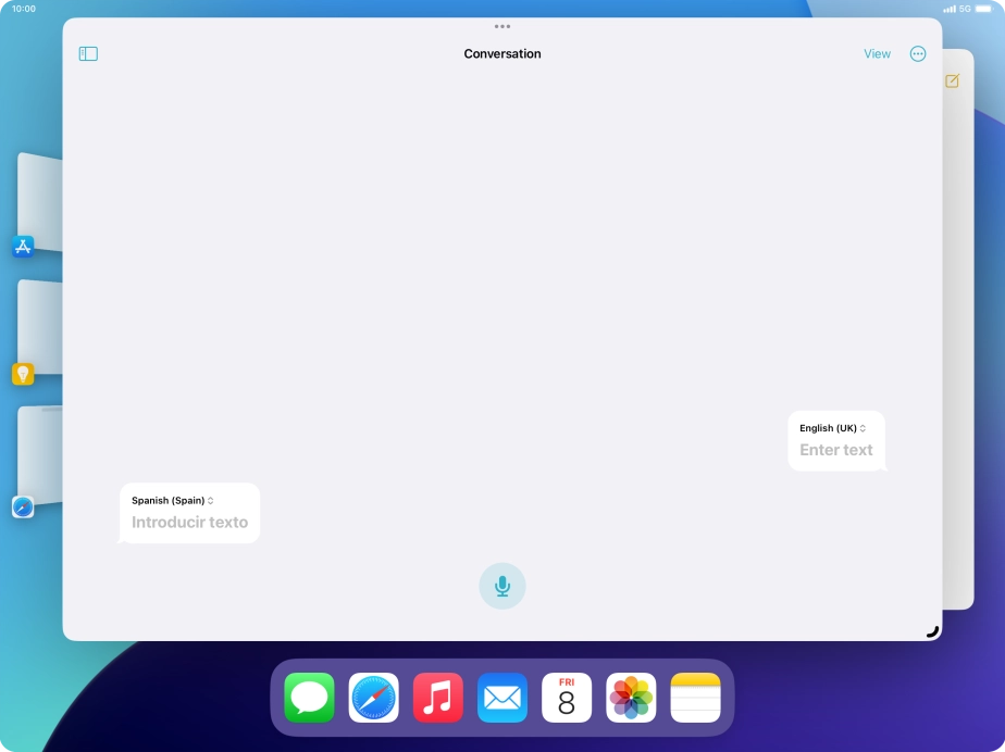 Press the required application in Dock and drag it to the required location on the screen.