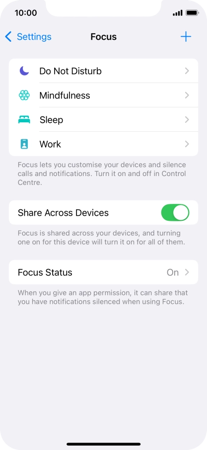 Press the required focus mode.