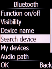 Select Search device and press the Left selection key.