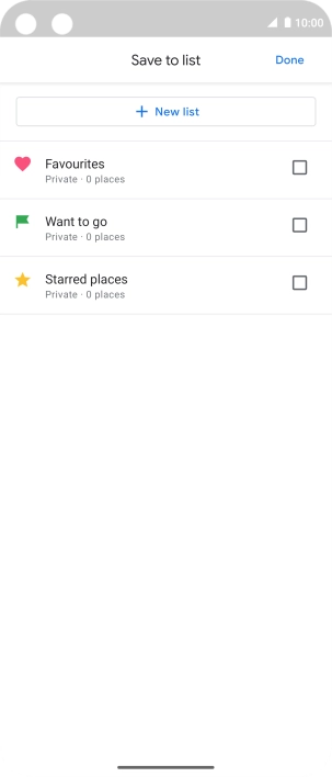 If you select New list, follow the instructions on the screen to create a new list.