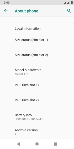 Your phone's software version is displayed below Android version.