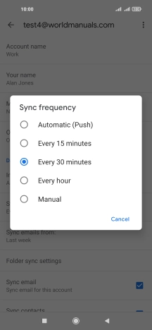 Press the required setting.