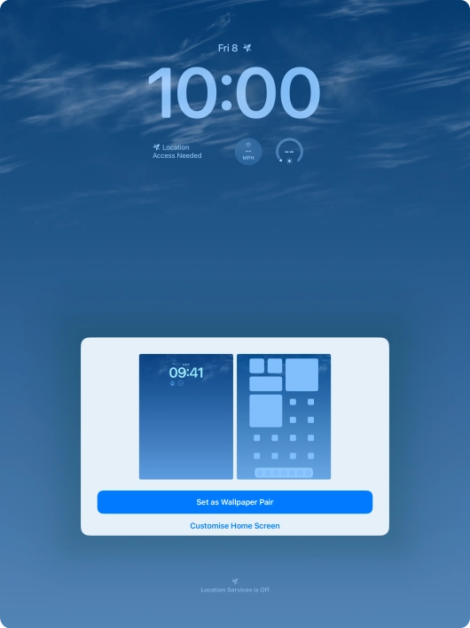 To use the same colour theme on the home screen, press Set as Wallpaper Pair.