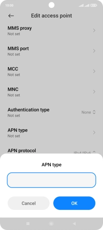 Key in default and press OK.